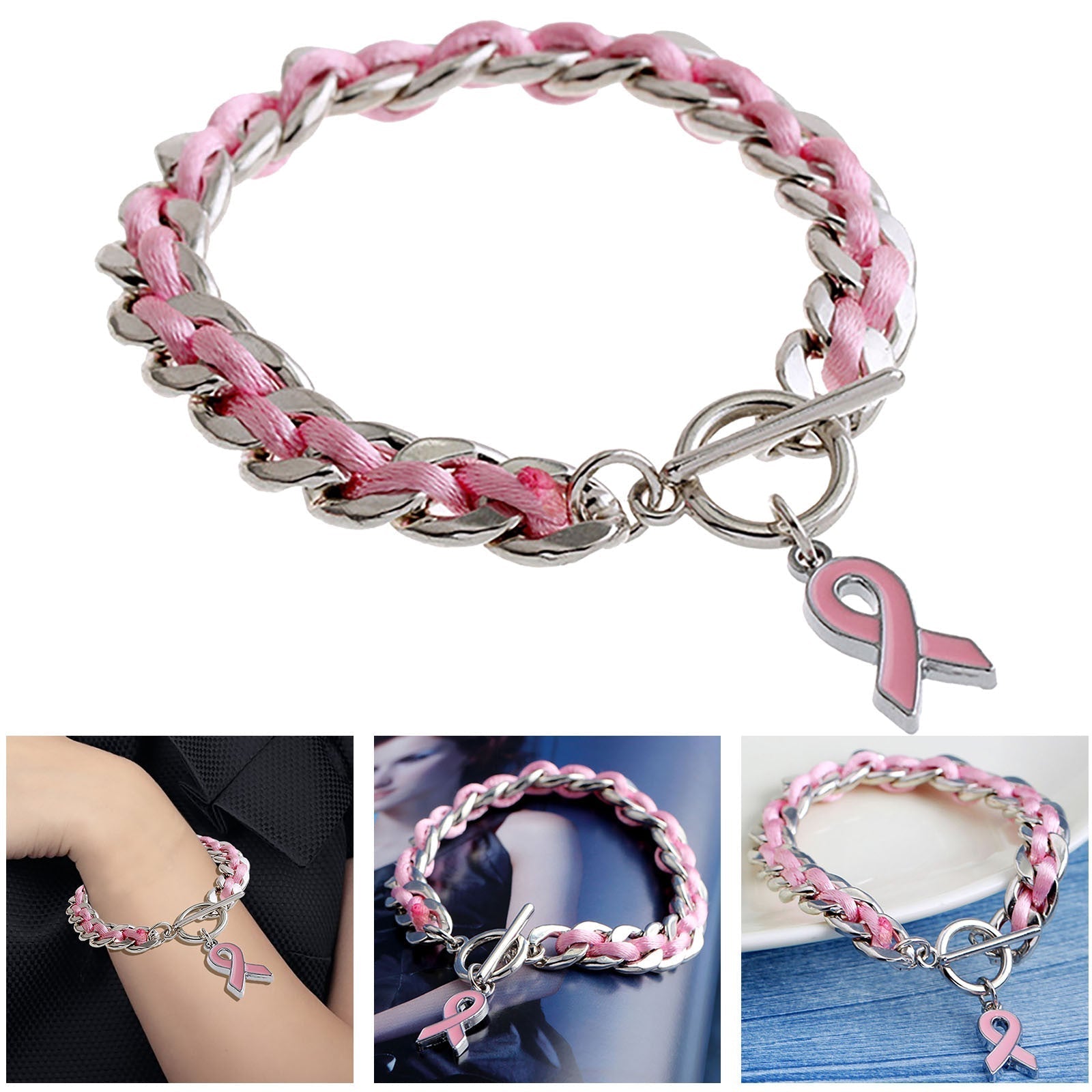 Bracelet Cœur Rose | Ensemble contre le Cancer du Sein